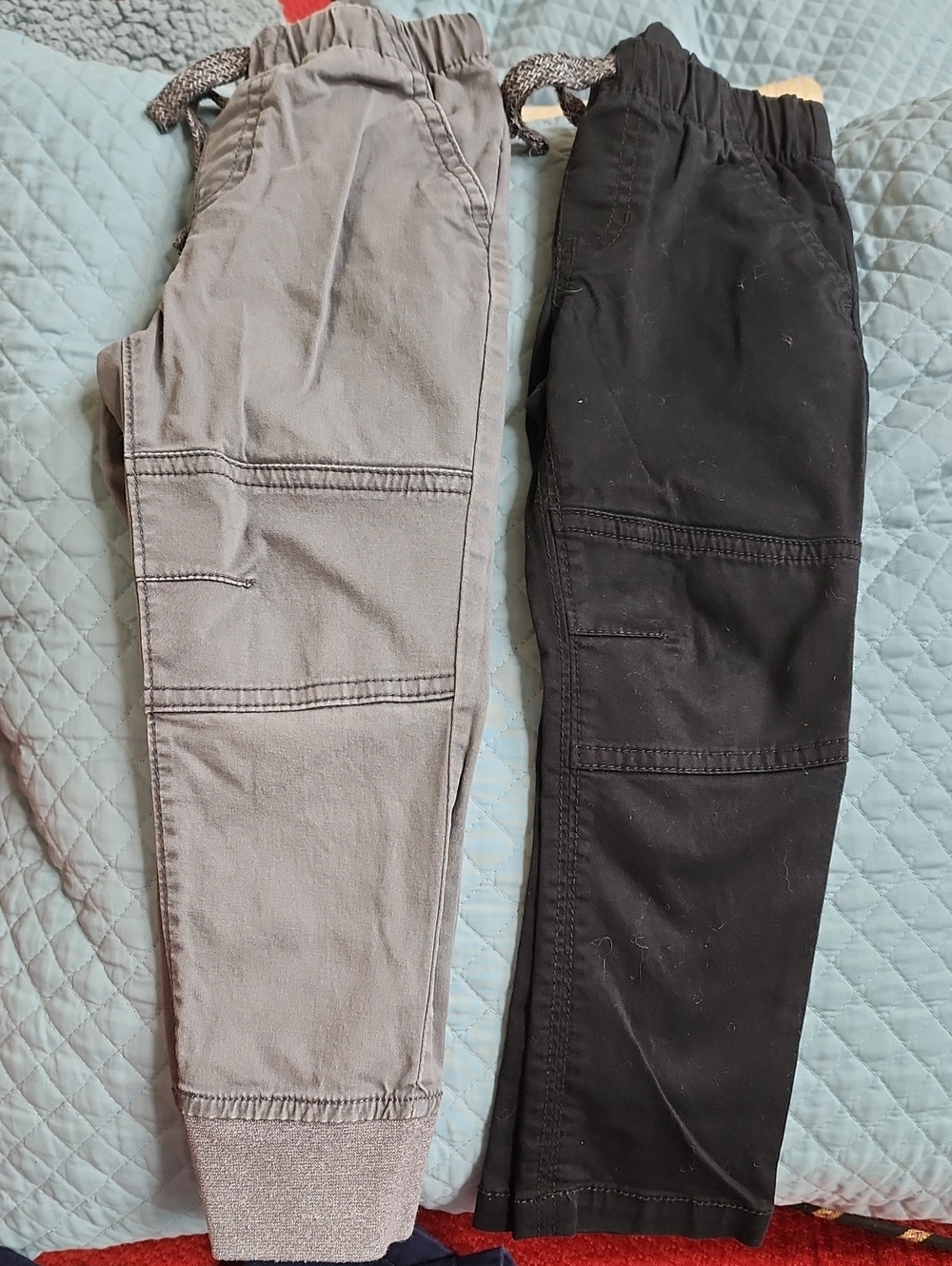3T Kids Pull-On Cotton Skinny Pants - Gray and Black